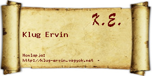 Klug Ervin névjegykártya